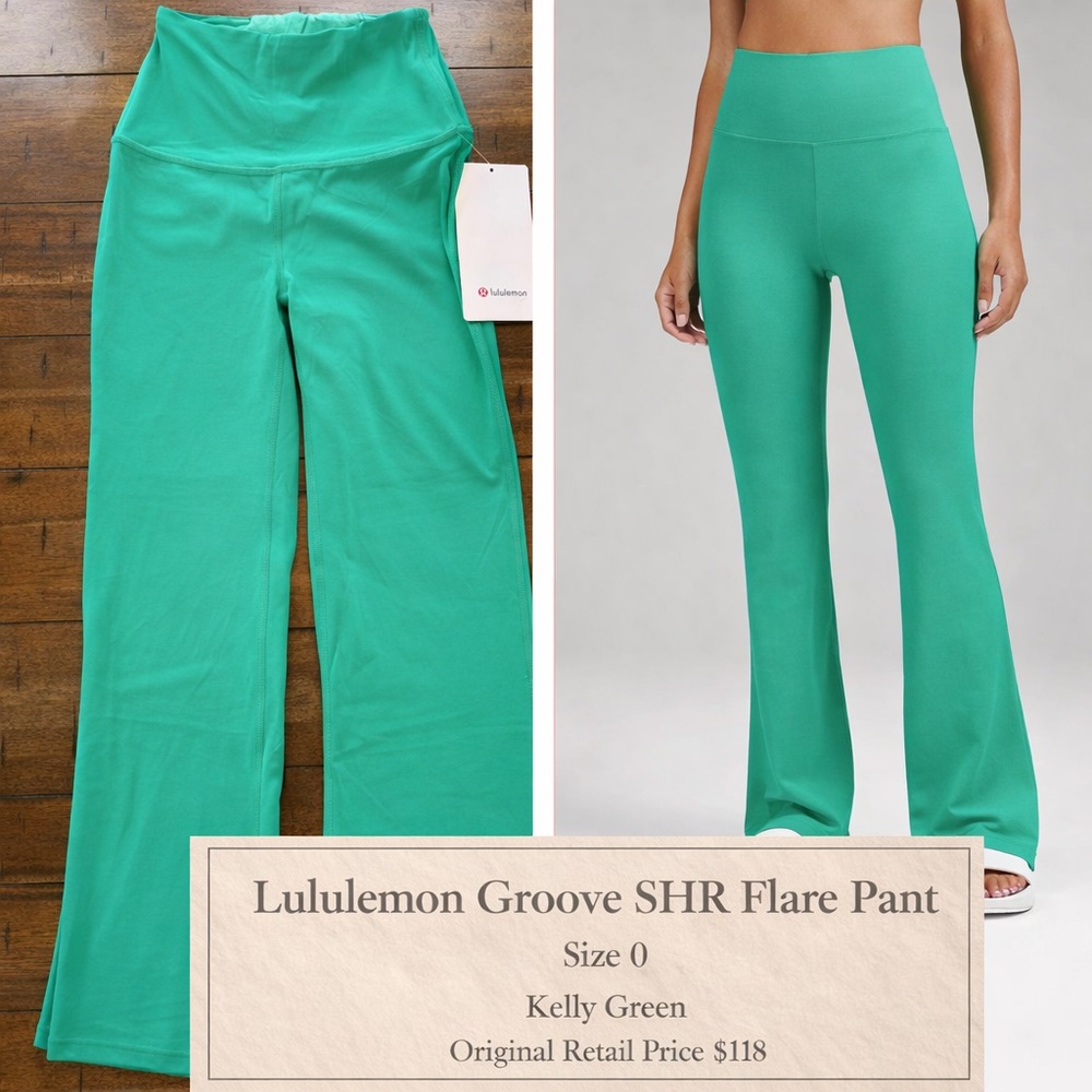 Lululemon Groove SHR Flare Pant Kelly Green Size 0 | Super High-Rise | NWT - Picture 4 of 8